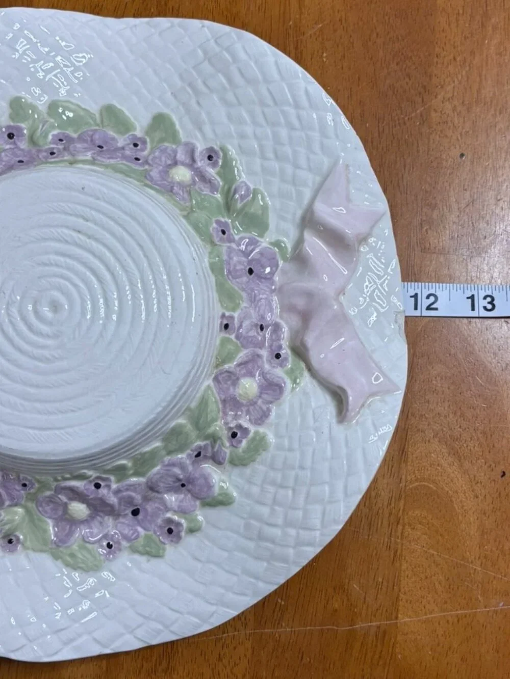 VTG Cottagecore Wall Decor Set Garden Print Ceramic Bonnet Magnolia Plaque